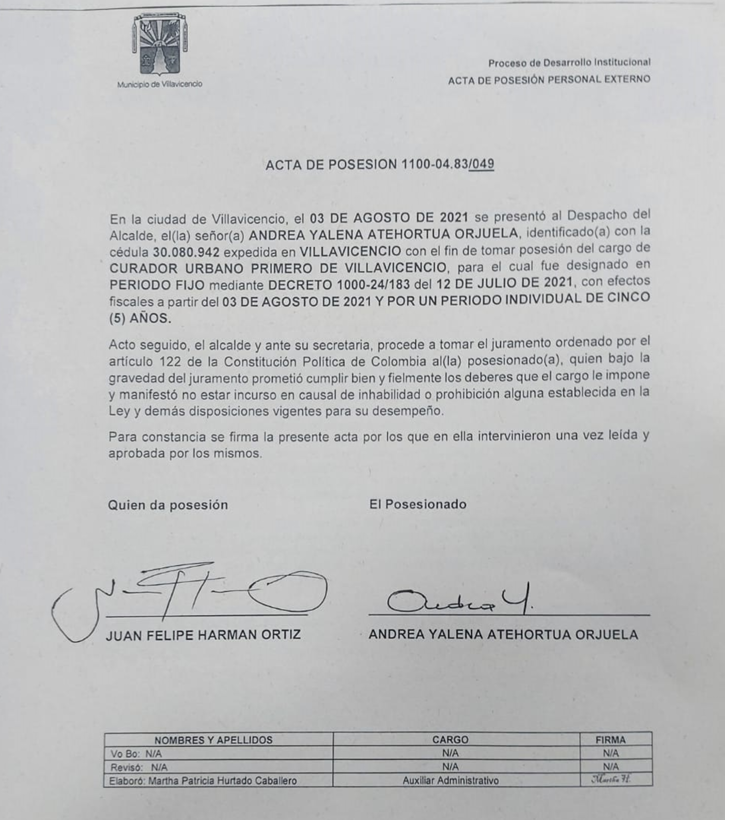 ACTA DE POSESIÓN