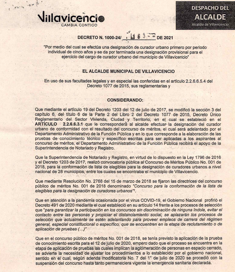 DECRETO DE NOMBRAMIENTO